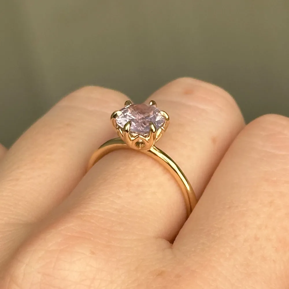 1.77ct Round Lilac Sapphire Lotus Solitaire in 14k Yellow Gold