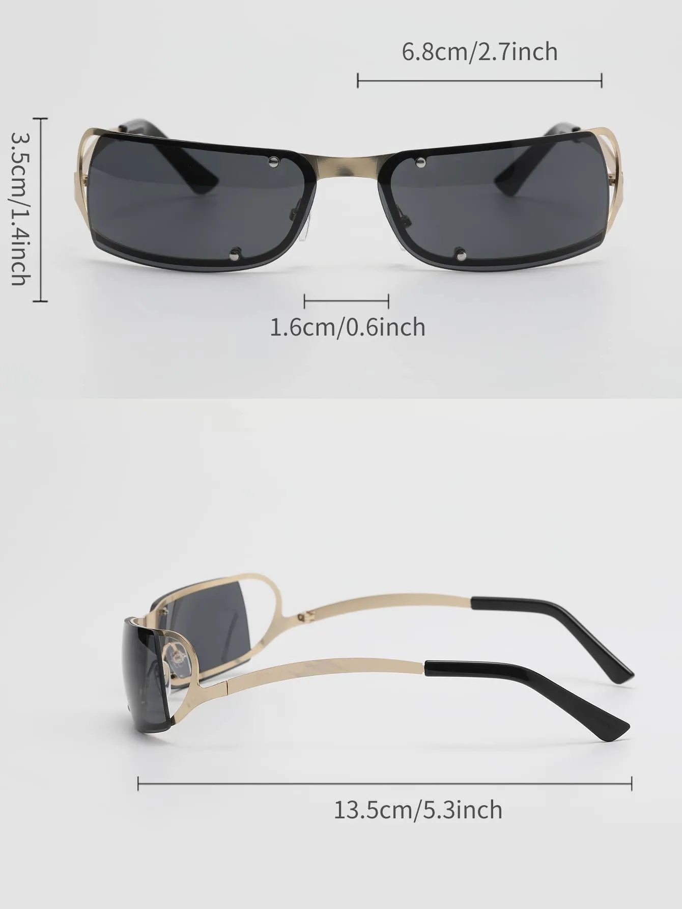 1pair Women Rivet Detail Fashionable Sunglasses For Outdoor