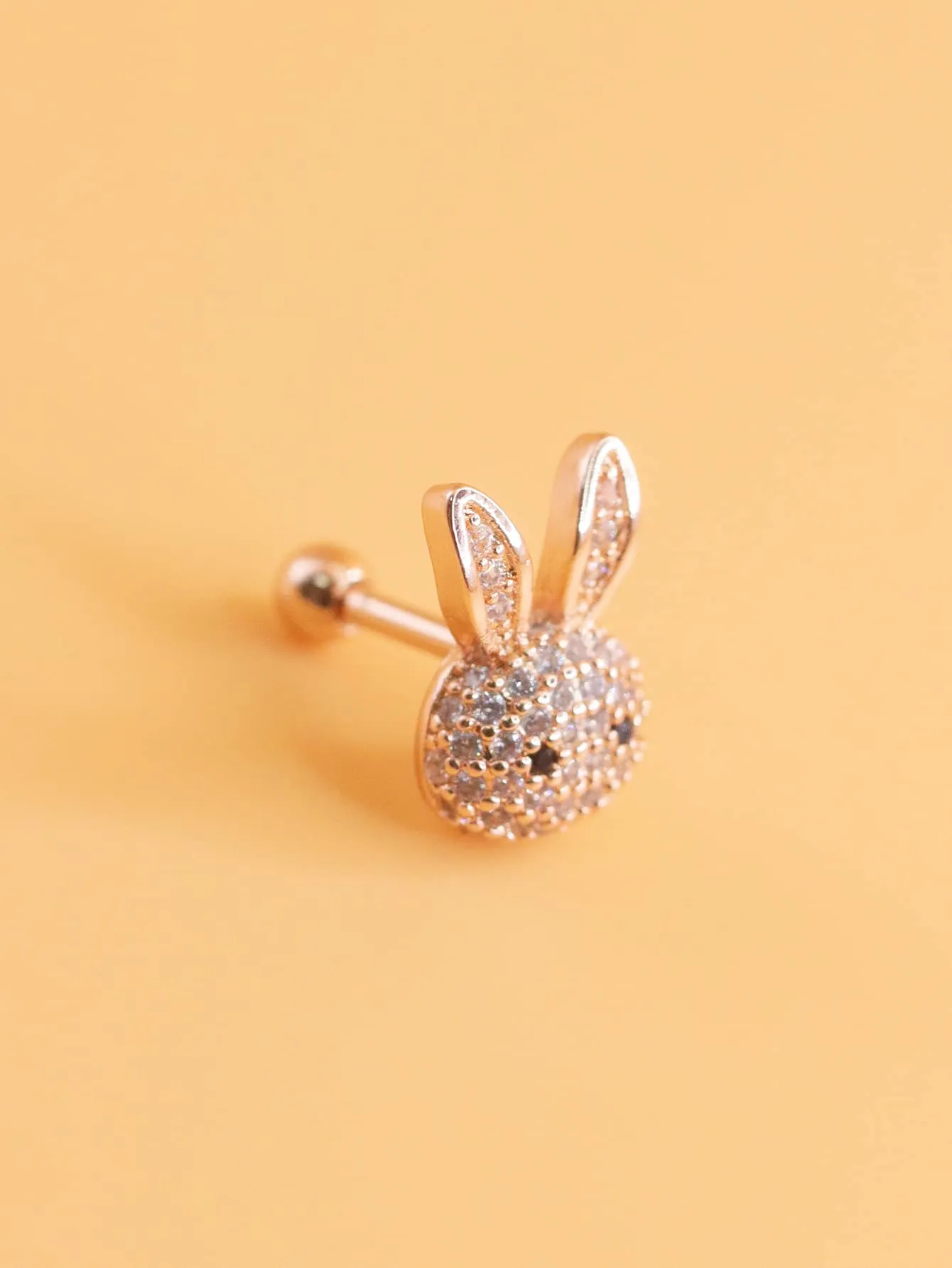 1pc Cubic Zirconia Rabbit Stud Earring