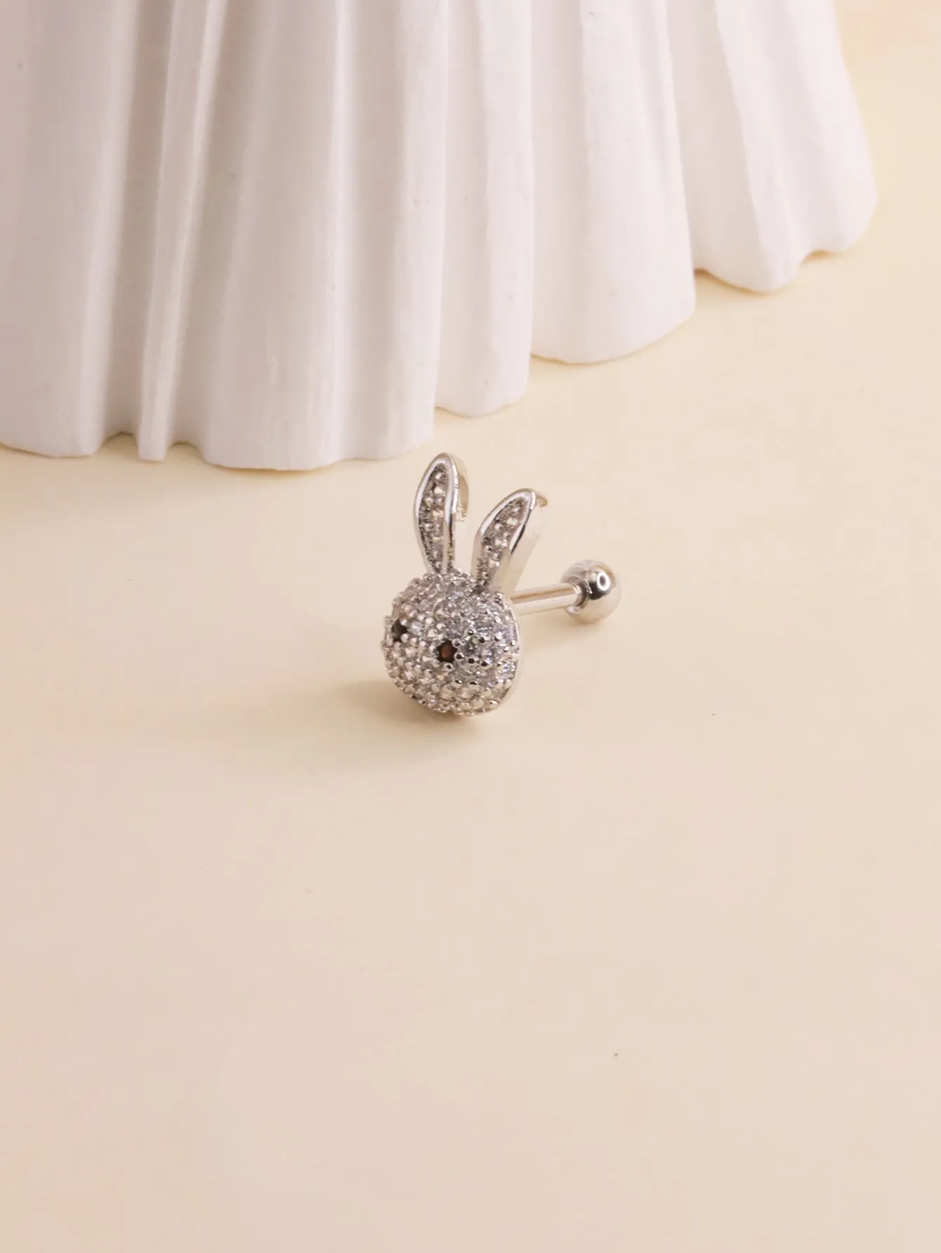 1pc Cubic Zirconia Rabbit Stud Earring