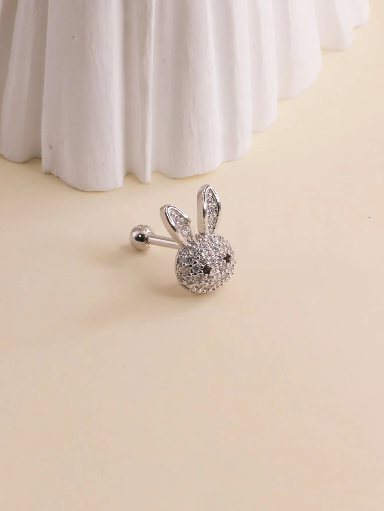 1pc Cubic Zirconia Rabbit Stud Earring