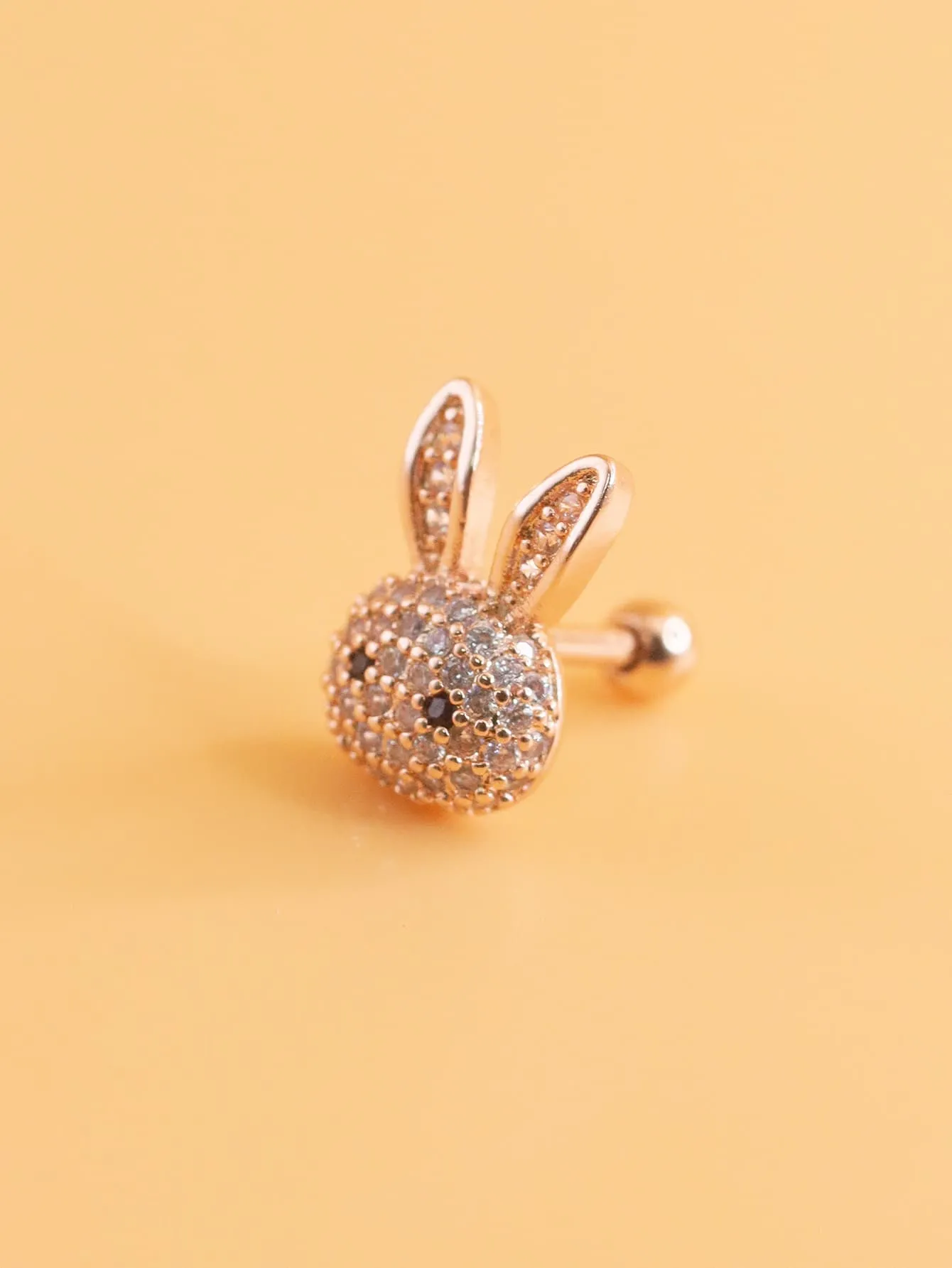 1pc Cubic Zirconia Rabbit Stud Earring