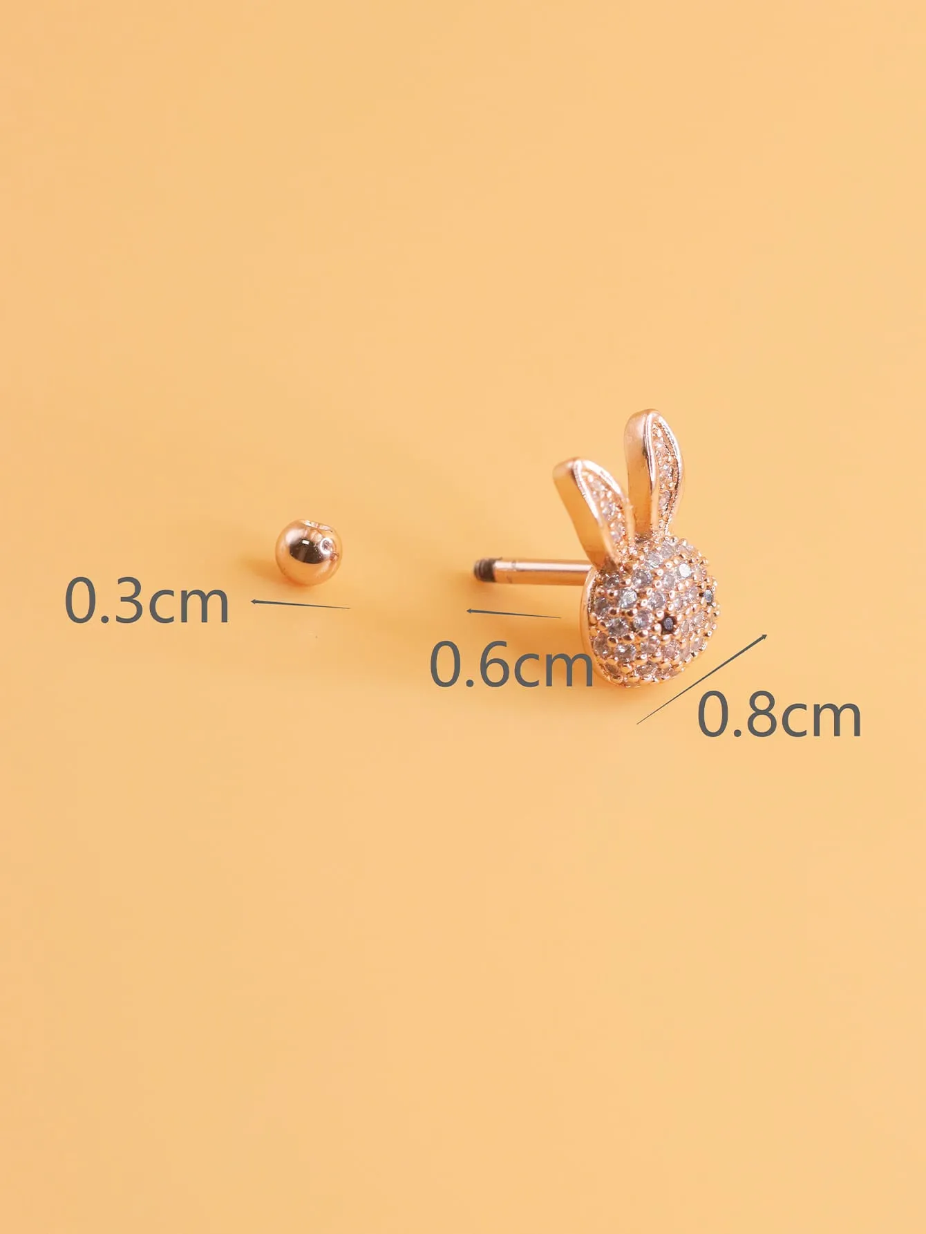 1pc Cubic Zirconia Rabbit Stud Earring