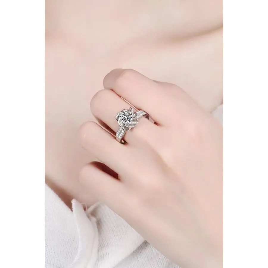 2 Carat Moissanite Floral Platinum-Plated Ring