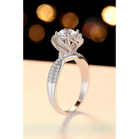 2 Carat Moissanite Floral Platinum-Plated Ring