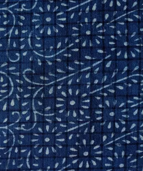 2.5 m Indigo handspun handwoven cotton dabu print kurta material