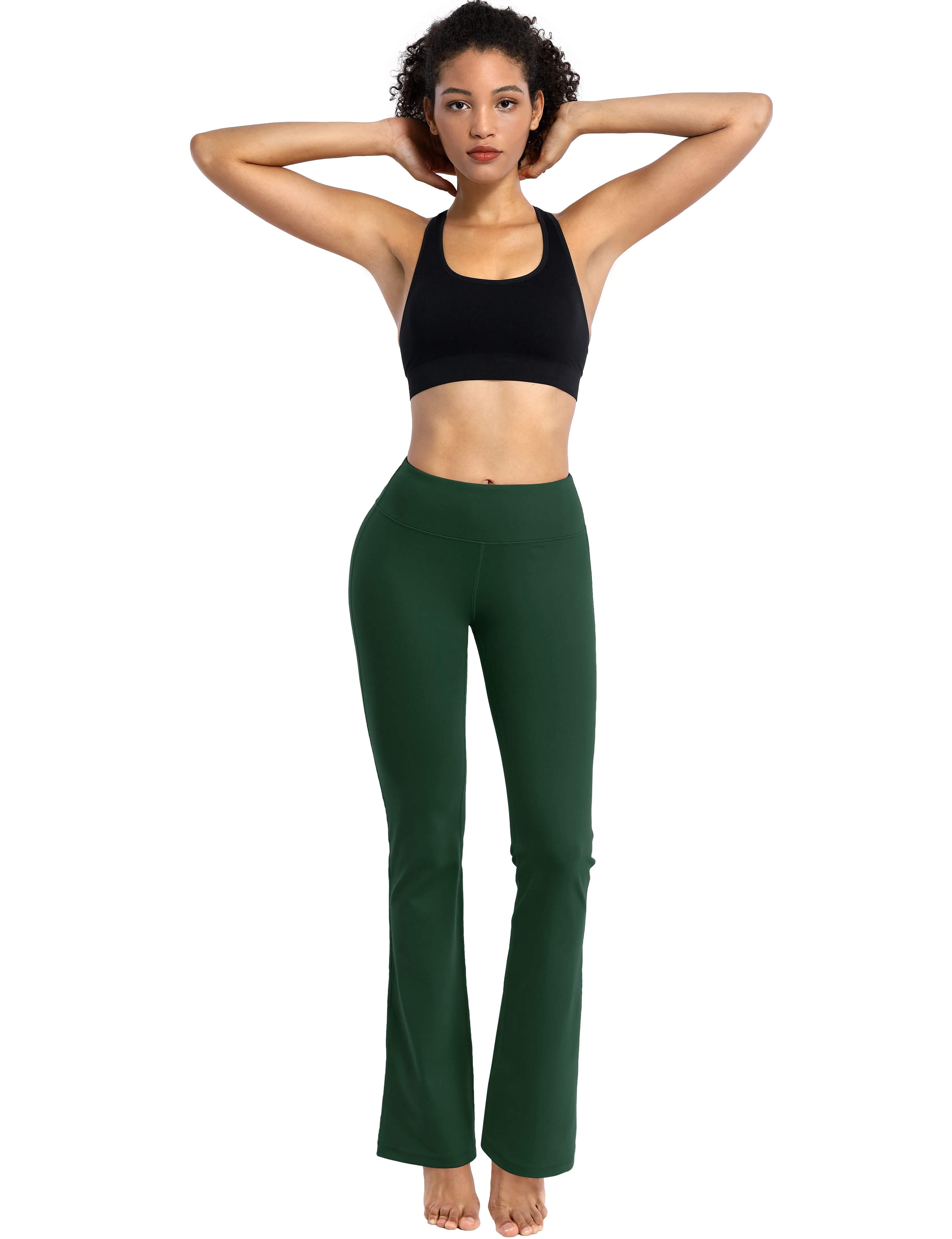 29" 31" 33" 35" Cotton Nylon Bootcut Leggings olivegreen