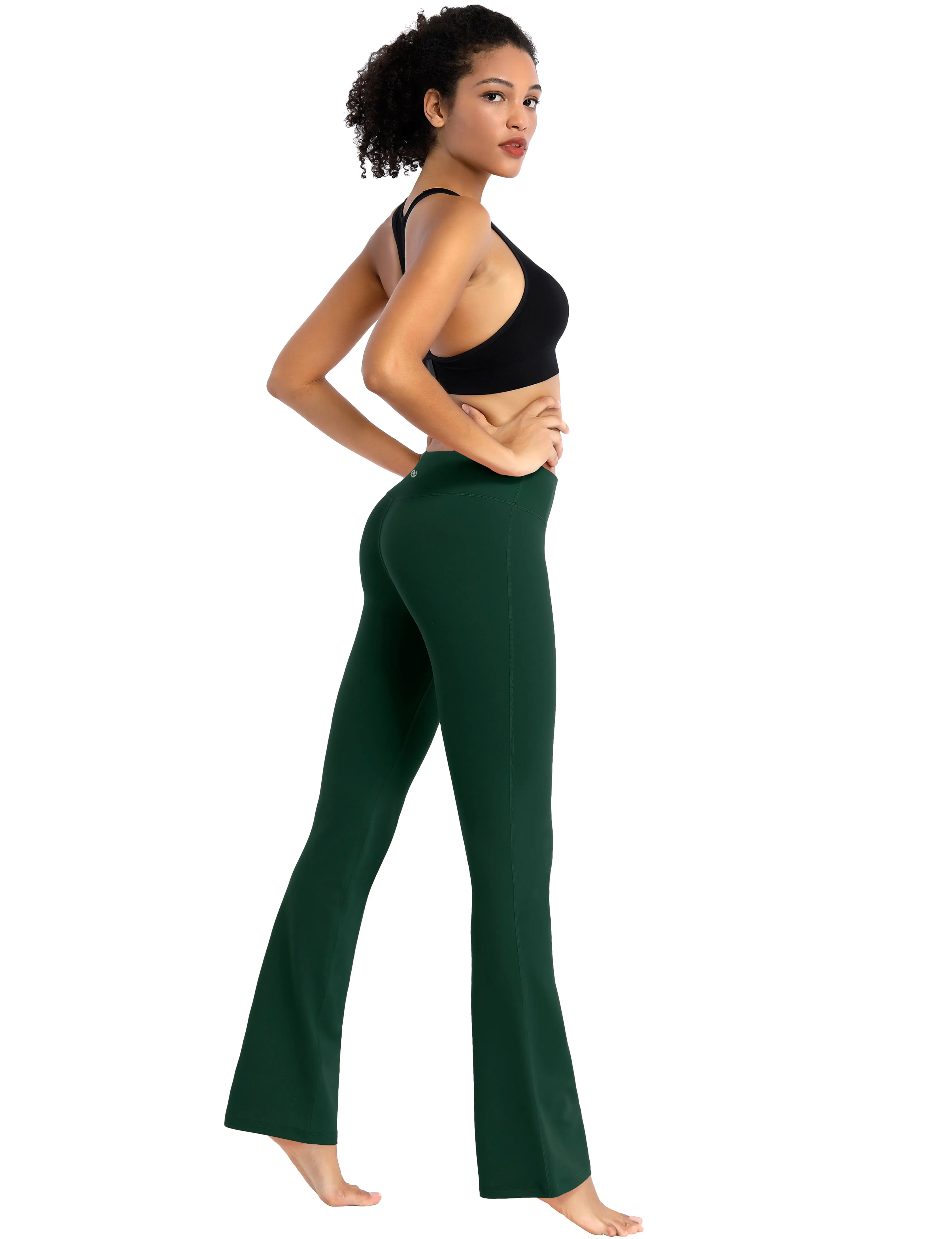 29" 31" 33" 35" Cotton Nylon Bootcut Leggings olivegreen