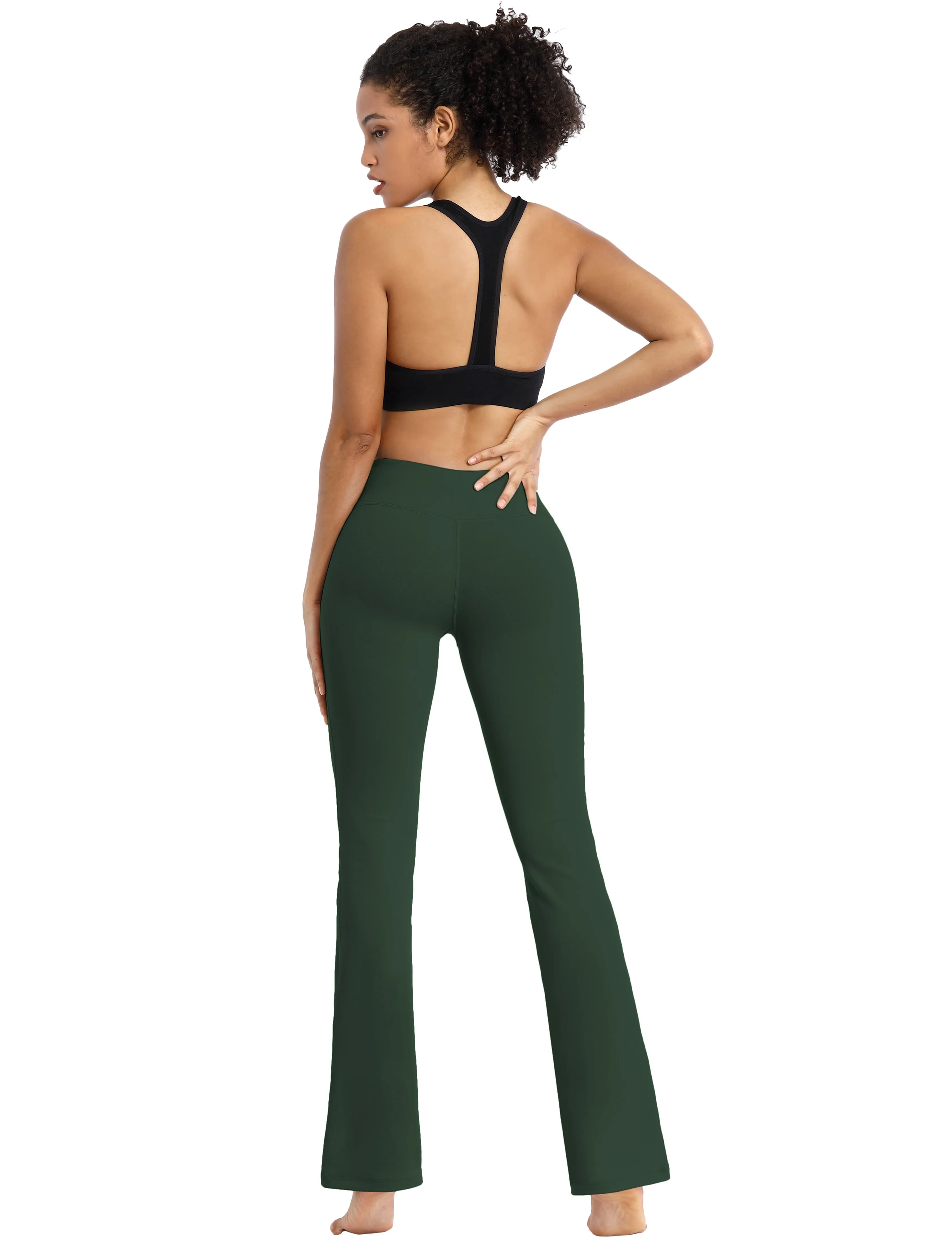 29" 31" 33" 35" Cotton Nylon Bootcut Leggings olivegreen