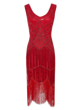 4 Colors 1920s V Neck Sequined Flapper Dress