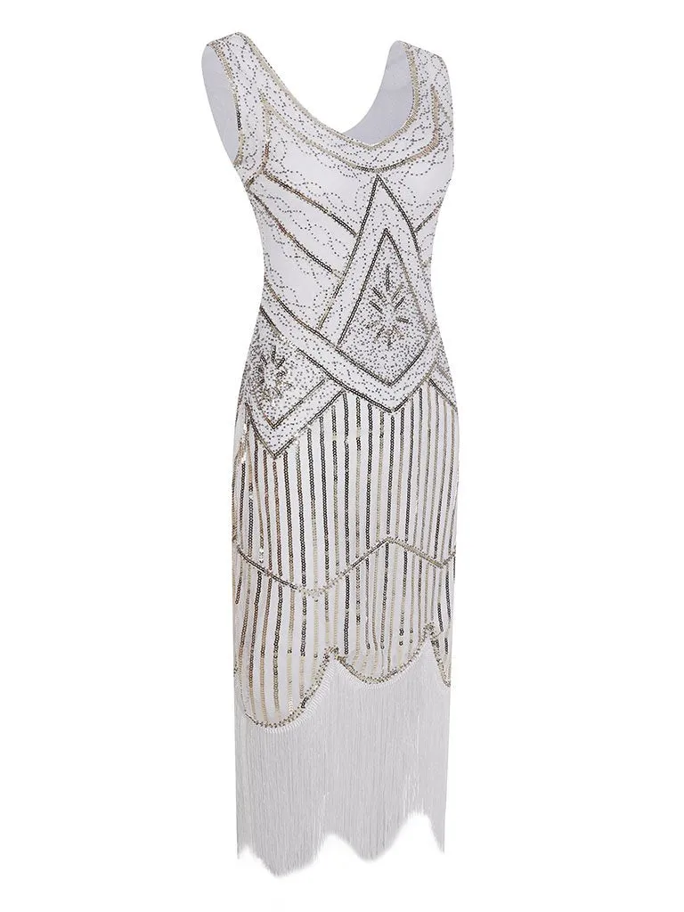 4 Colors 1920s V Neck Sequined Flapper Dress