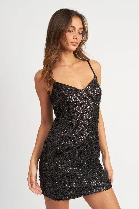 Adley Spaghetti Strap Sequin Mini Dress