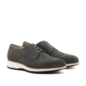 Ambrogio Bespoke Custom Men's Shoes Gray Suede Leather Derby Oxfords (AMB1922)