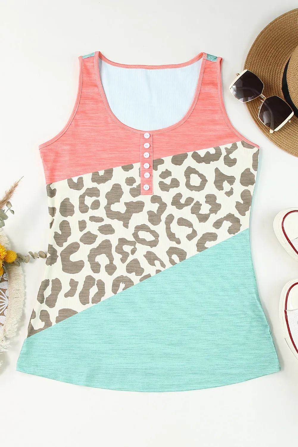 Annalise Leopard Color Block Tank