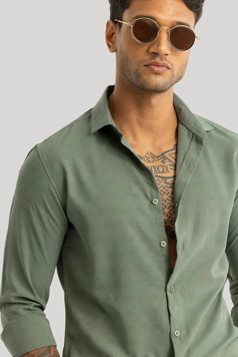 Anselmo Green Self-Design Shirt