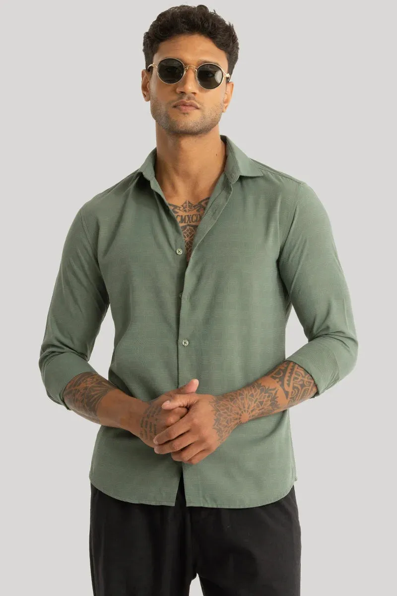 Anselmo Green Self-Design Shirt