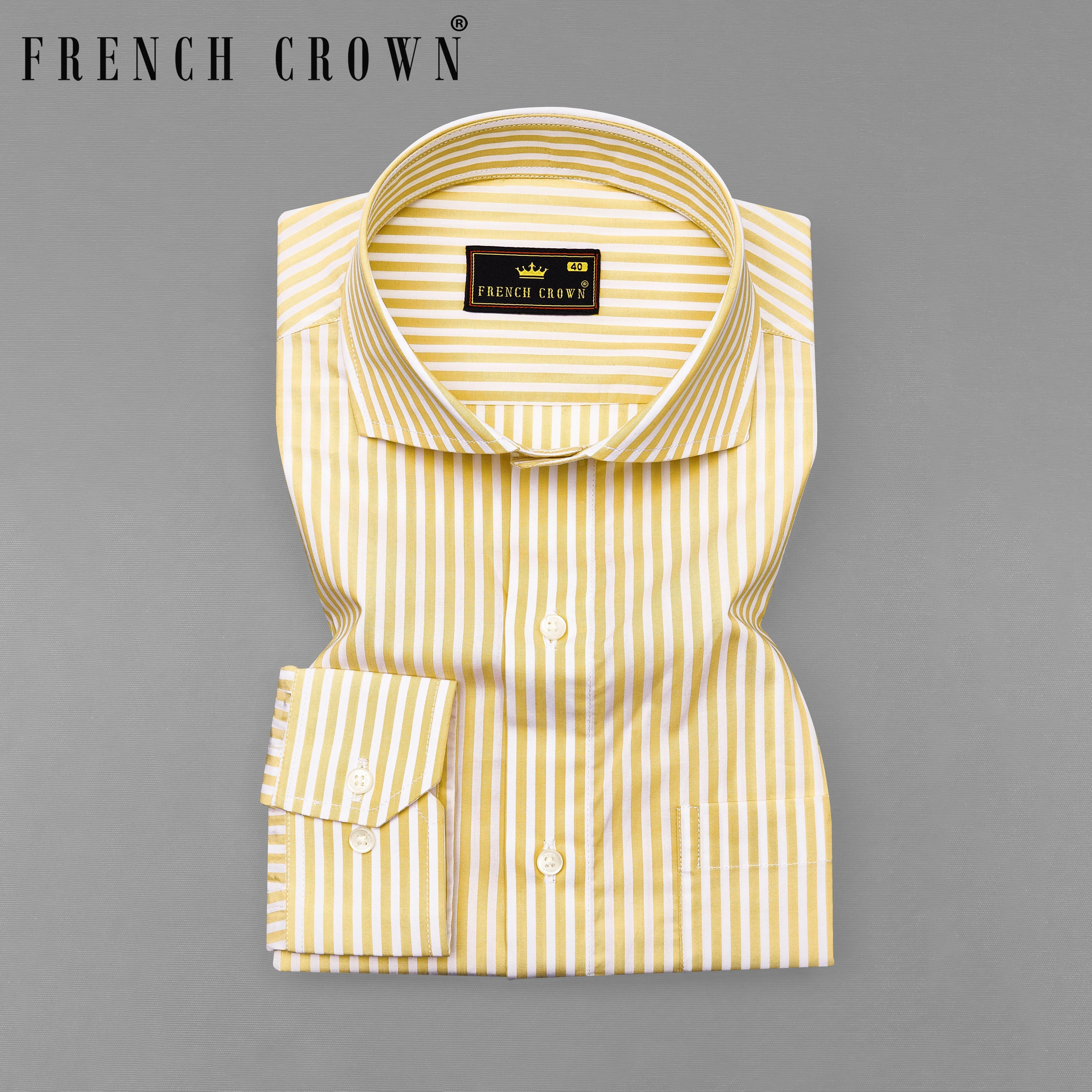 Apache Yellow and White Striped Premium Cotton Shirt