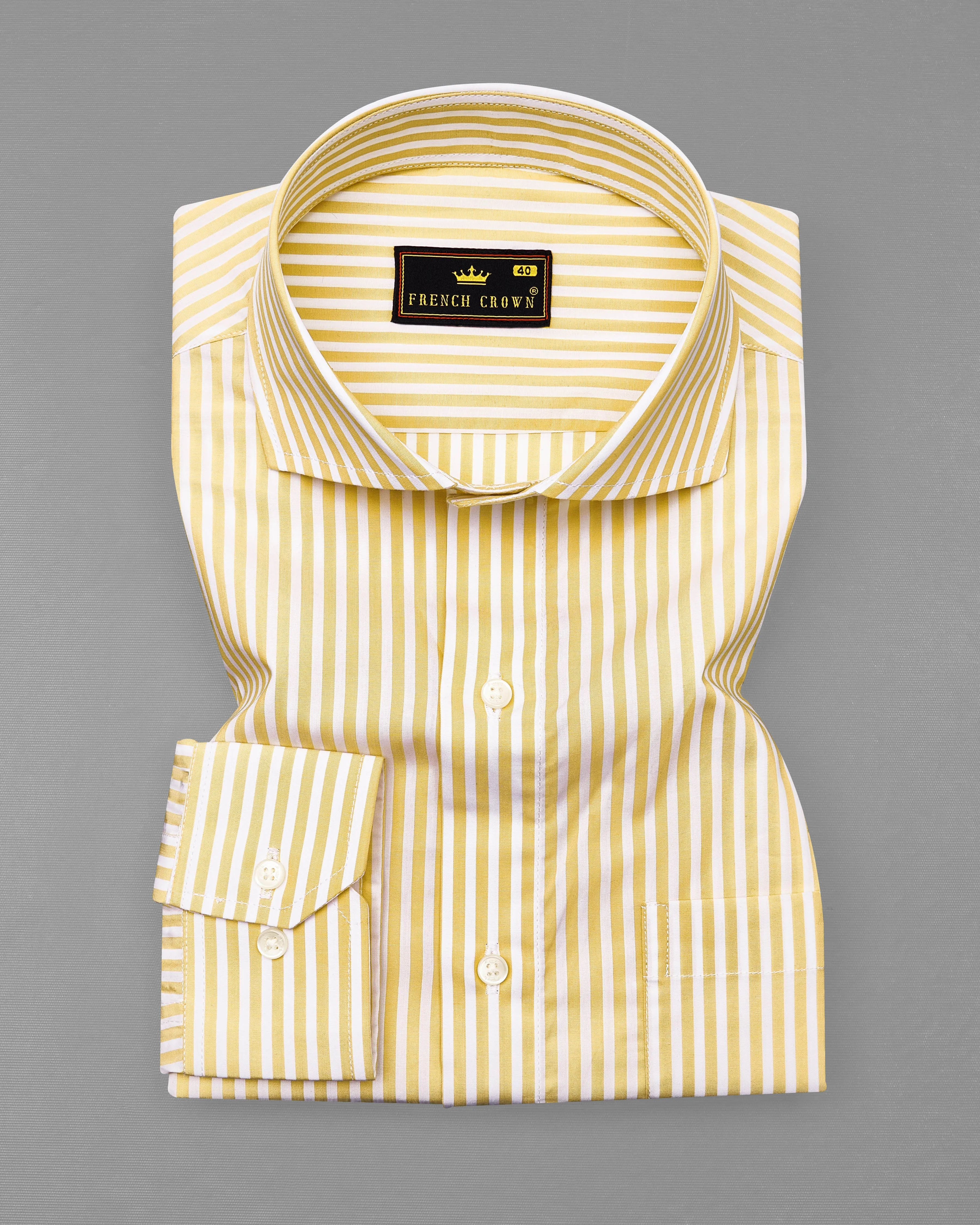 Apache Yellow and White Striped Premium Cotton Shirt