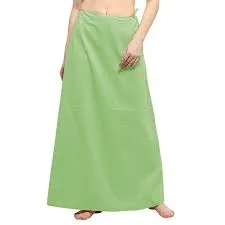 Appealing Light Green Women's Pure Cotton Readymade Petticoat For Saree