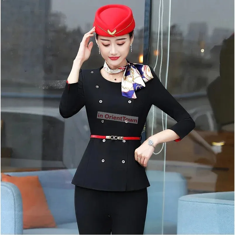 Autumn Professional Female Suit for Beauty Salon and Stewardess