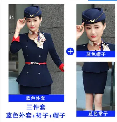 Autumn Professional Female Suit for Beauty Salon and Stewardess