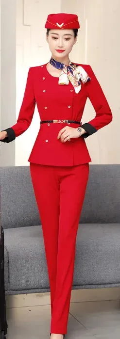 Autumn Professional Female Suit for Beauty Salon and Stewardess