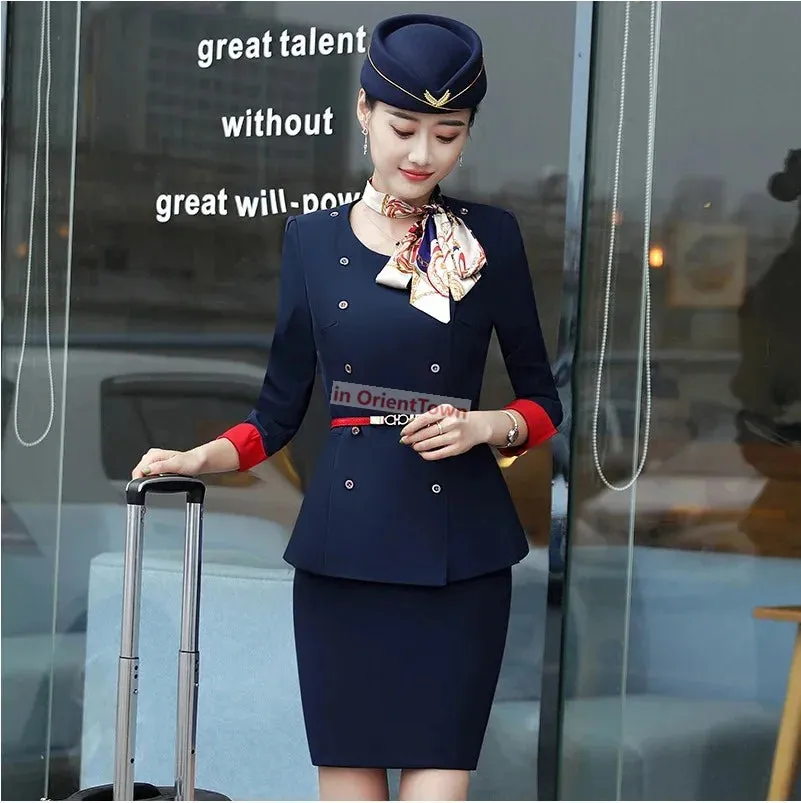 Autumn Professional Female Suit for Beauty Salon and Stewardess