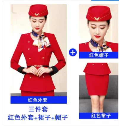 Autumn Professional Female Suit for Beauty Salon and Stewardess