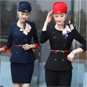 Autumn Professional Female Suit for Beauty Salon and Stewardess