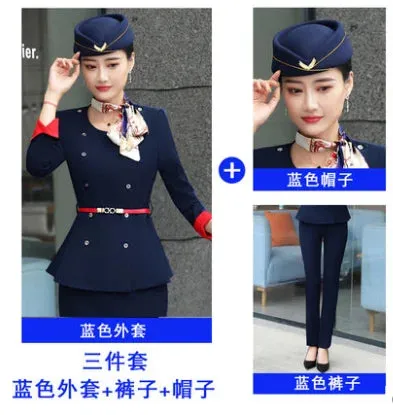 Autumn Professional Female Suit for Beauty Salon and Stewardess