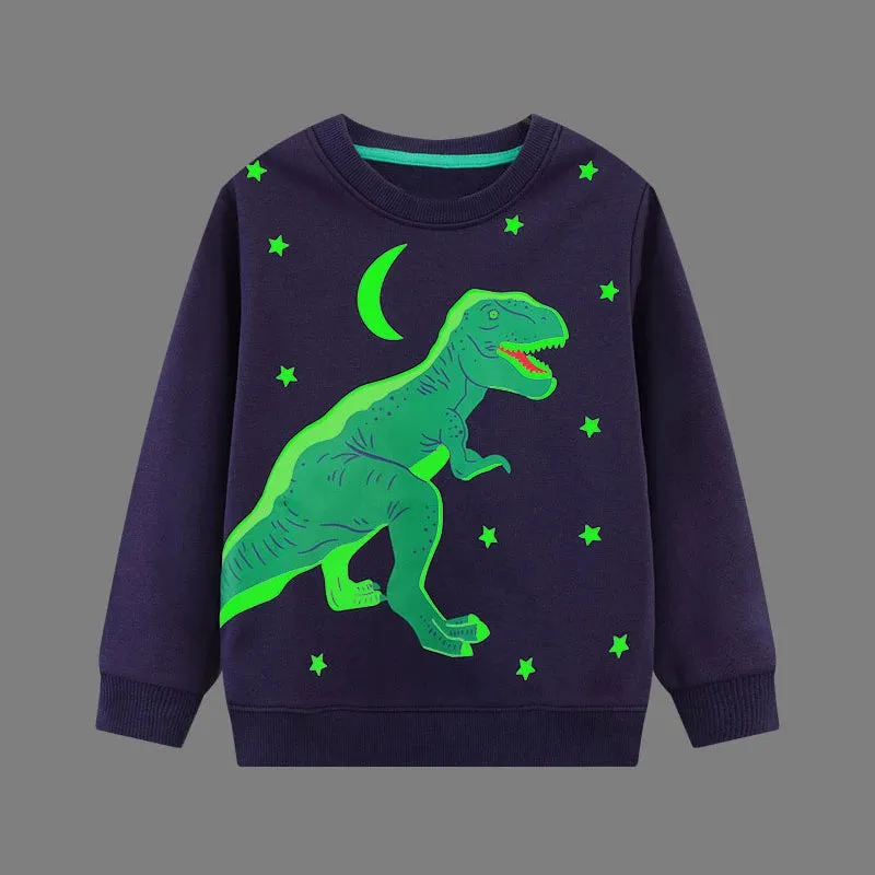 Baby Boys Luminous Dinosaur Pullover Sweatshirt