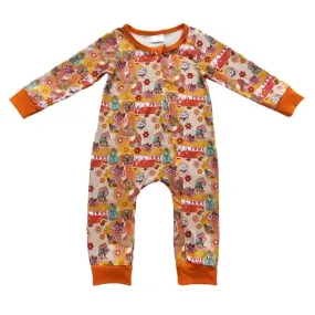 Baby Romper - Girls - Groovy Retro Bus Floral Orange