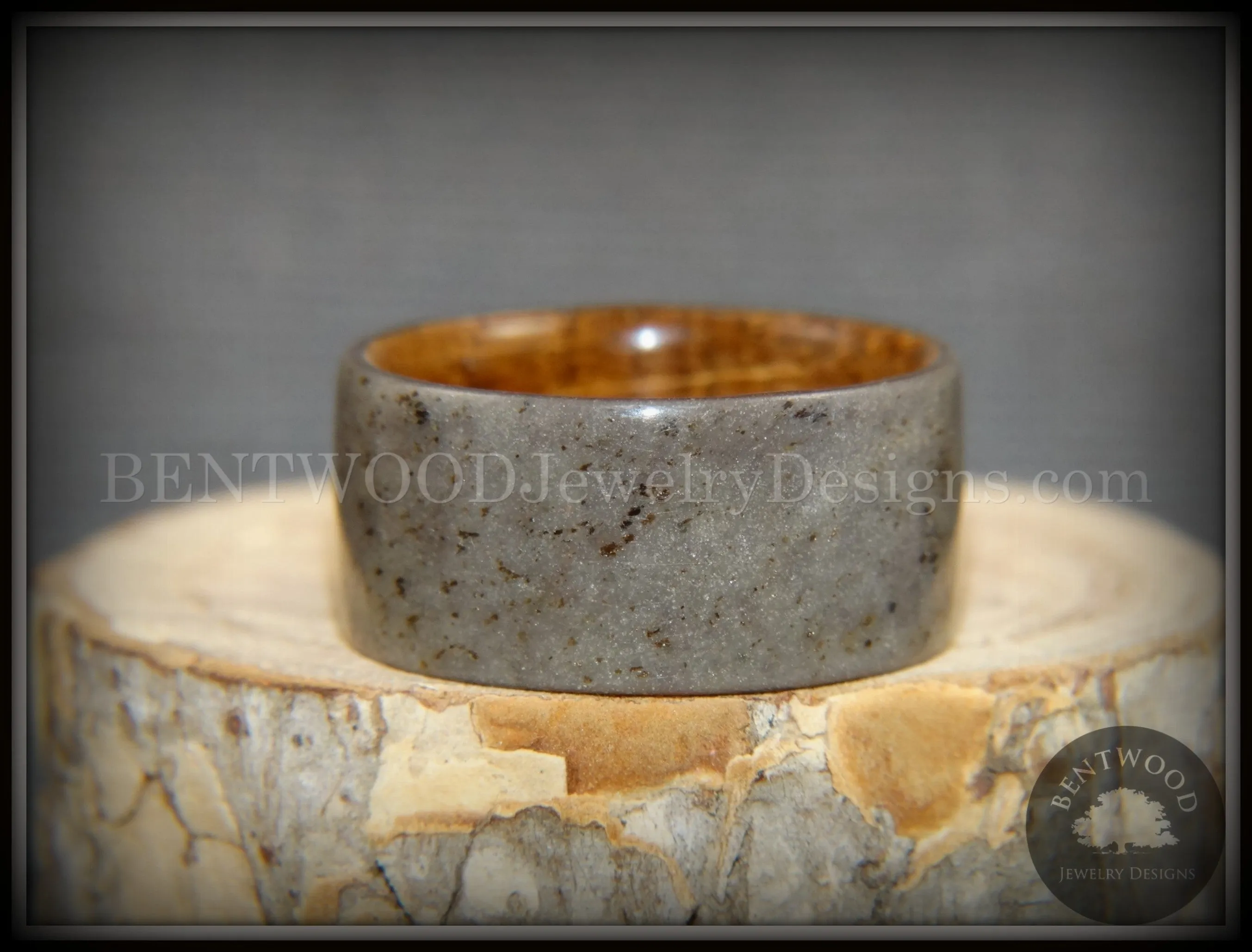 Bentwood Ring -  Quarry Stone & Whiskey Barrel Oak