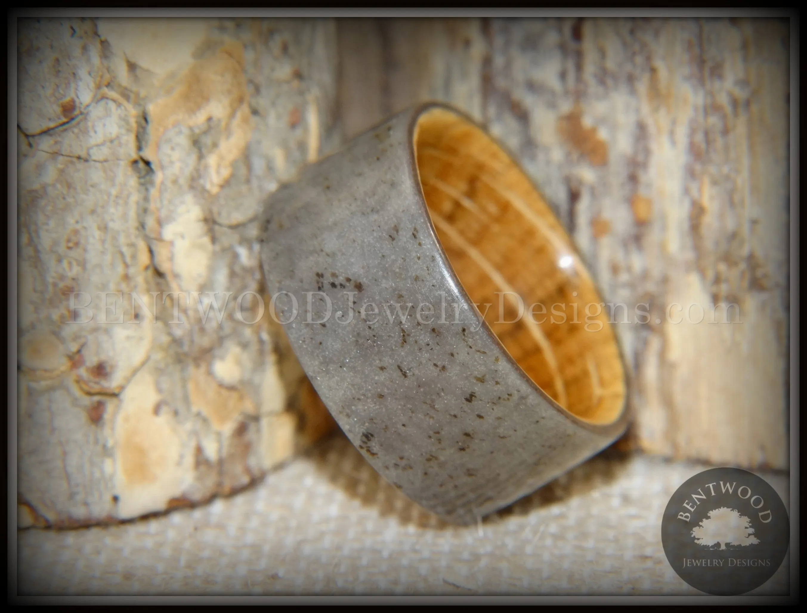 Bentwood Ring -  Quarry Stone & Whiskey Barrel Oak