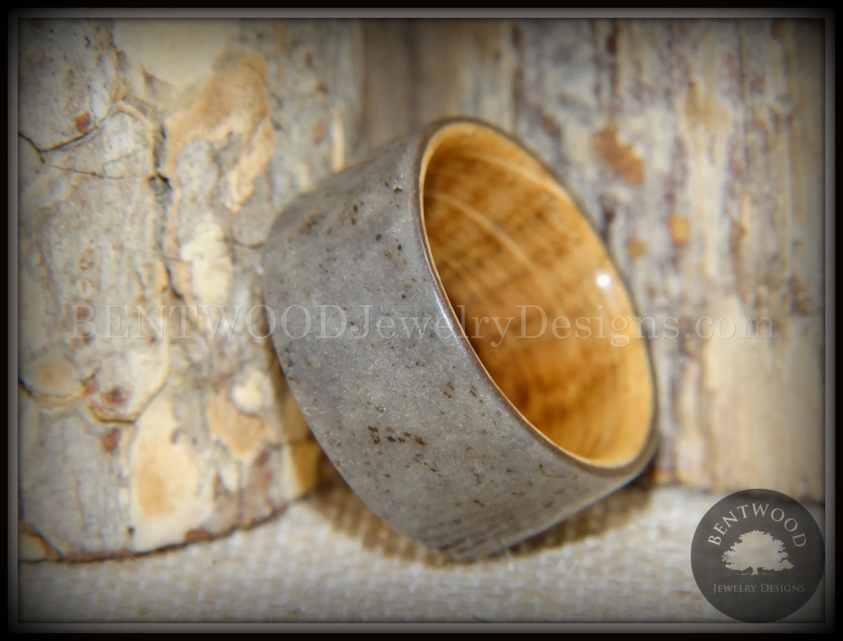 Bentwood Ring -  Quarry Stone & Whiskey Barrel Oak