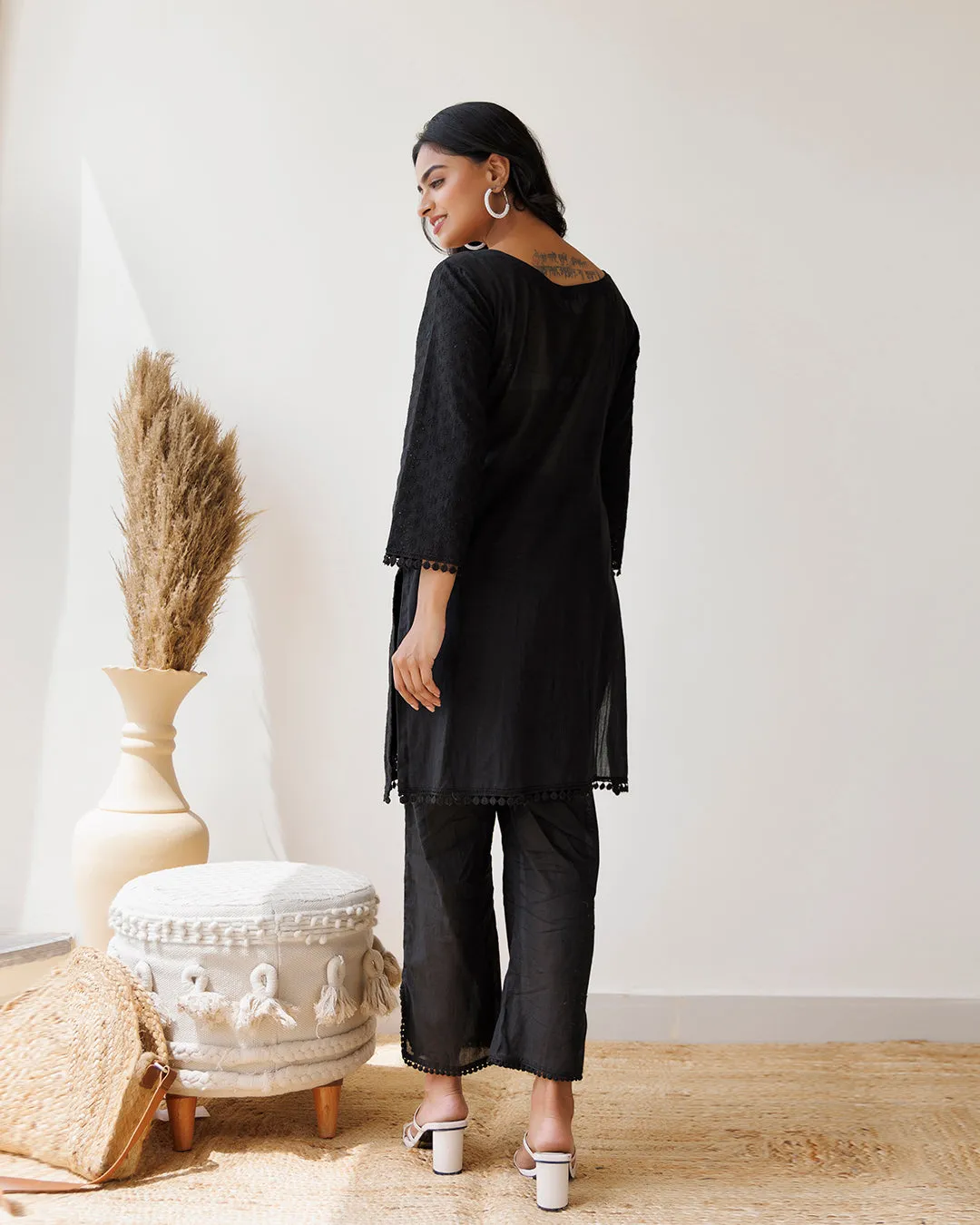 Black Schiffili Kurta Set