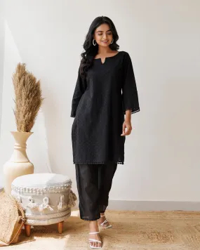 Black Schiffili Kurta Set