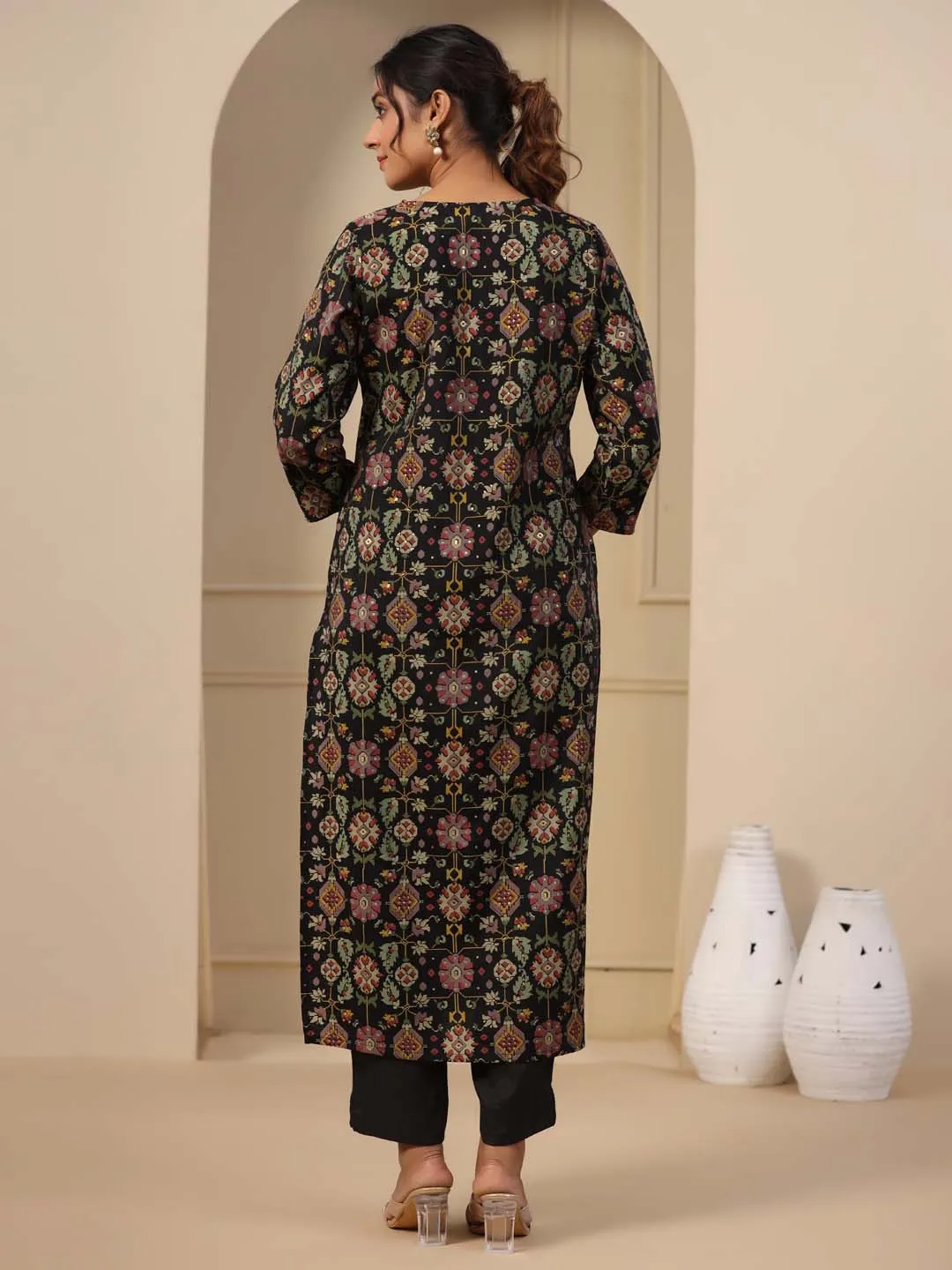 Block Printed Muslin Kurta With Pants