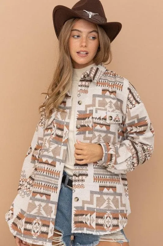 Blue B Aztec Western Shacket