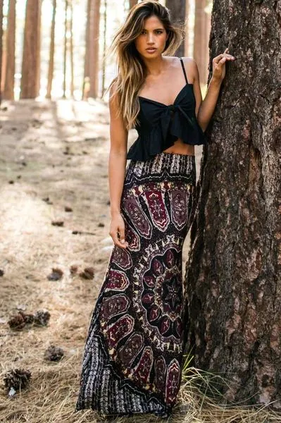 Boho Maxi Skirt "Novella Royale" Purple And Black Gypsy Print Long Hippie Skirt Available In Sizes Small Medium Large XL And Plus Size 2X Or XXL