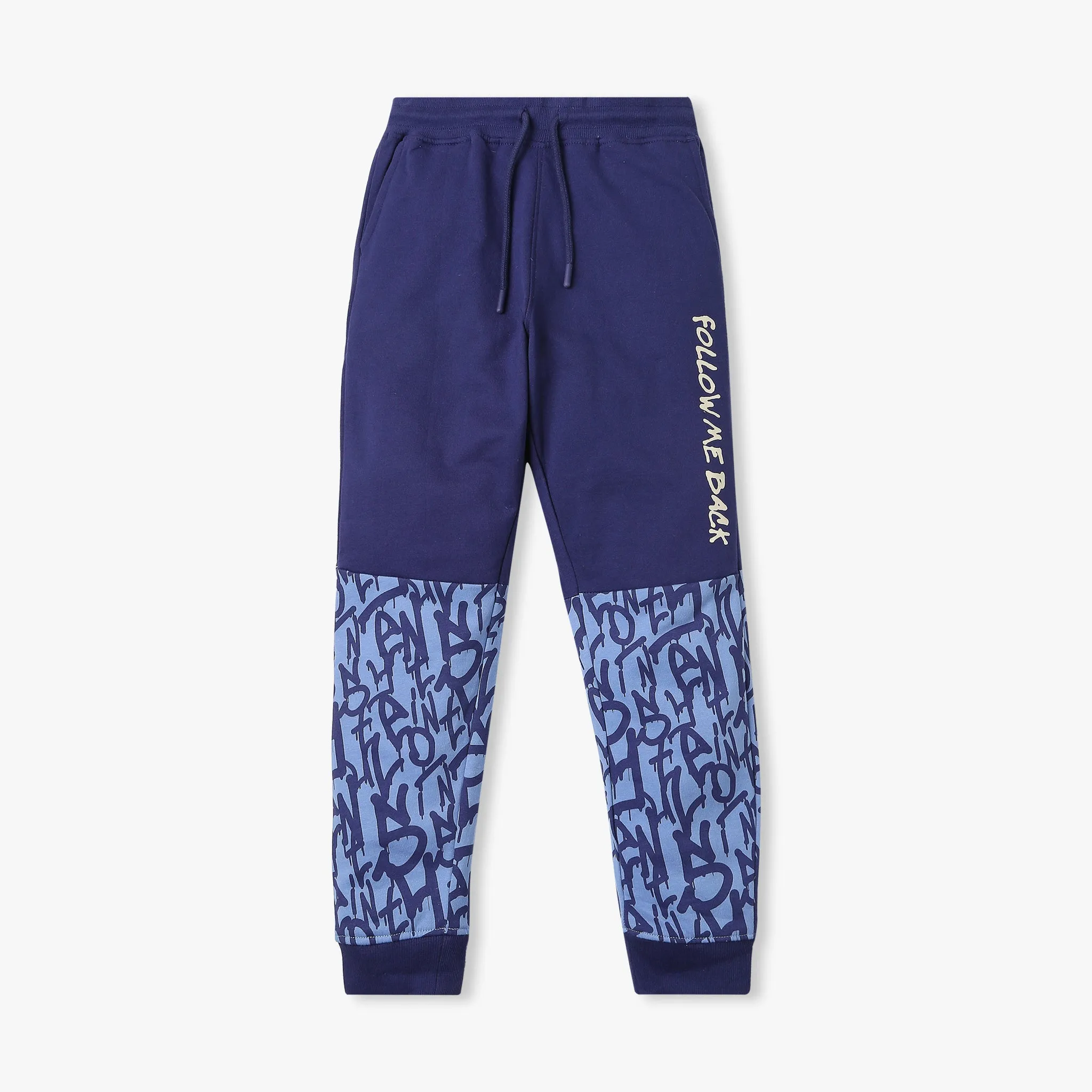 Boy's Regular Fit Printed Mid Rise Trackpants