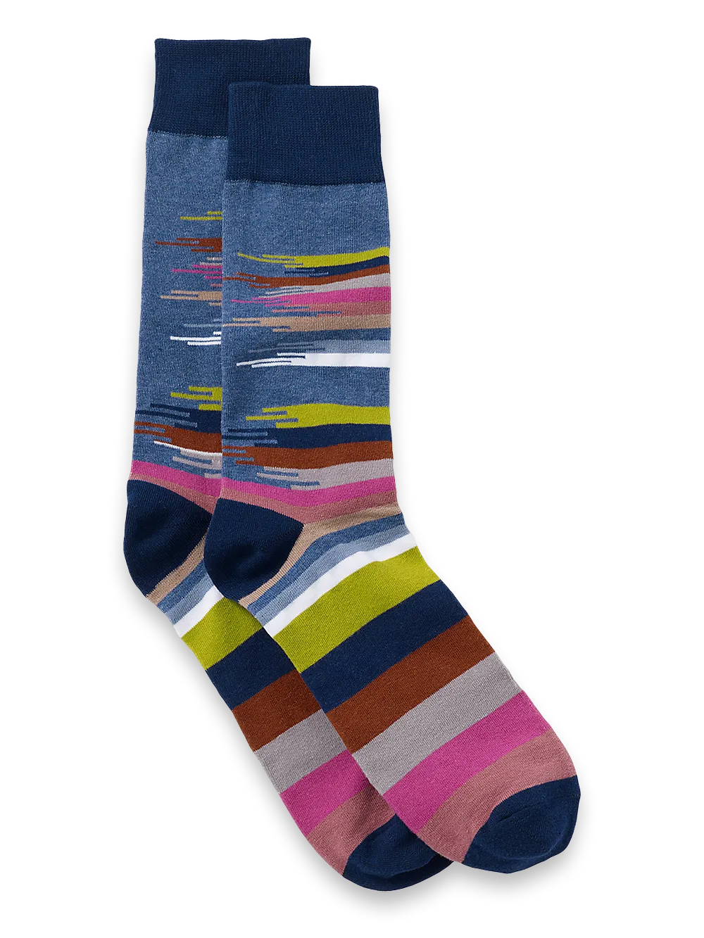 Brush Strokes Cotton Blend Sock - Blue Multi