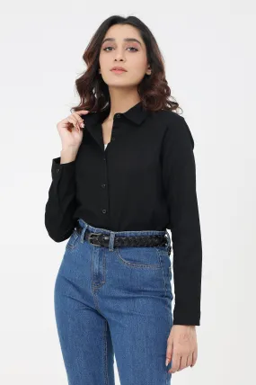 BUTTON-DOWN TOP-BLACK