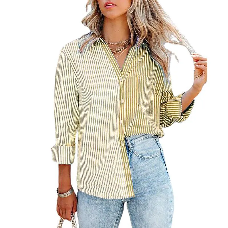 Button Down Vertical Striped Shirt with Breast Pockets