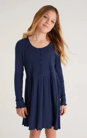 Claire Rib Dress - Midnight Blue