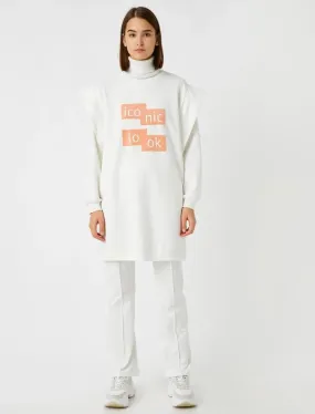 Cotton Padded Text Printed Long Sleeve Sweatshirt - Koton