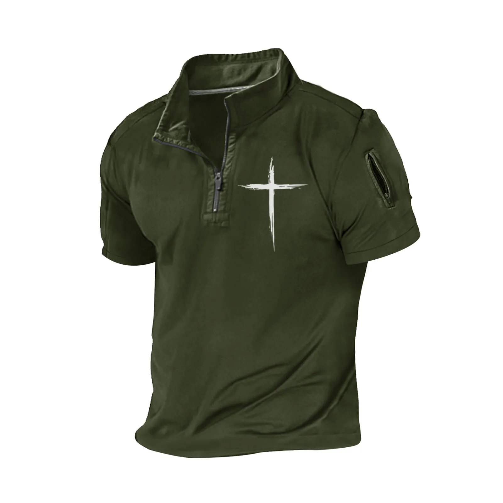 CROSS ZIPPER GRAPHIC POLO SHIRT