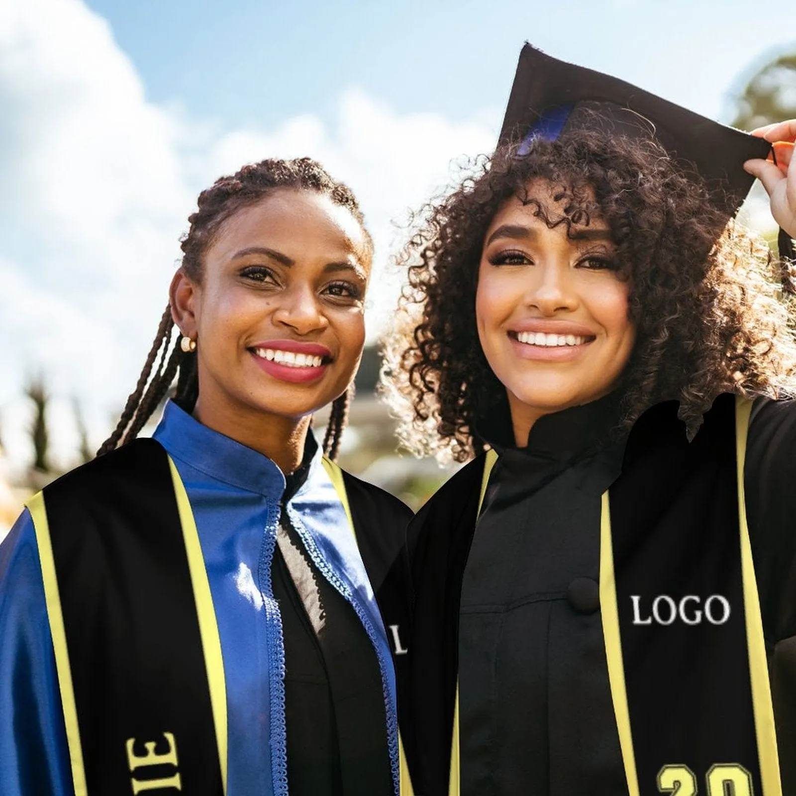 Custom Name&Logo Black Graduation Stoles Sash Class of 2024 Graduation Gift