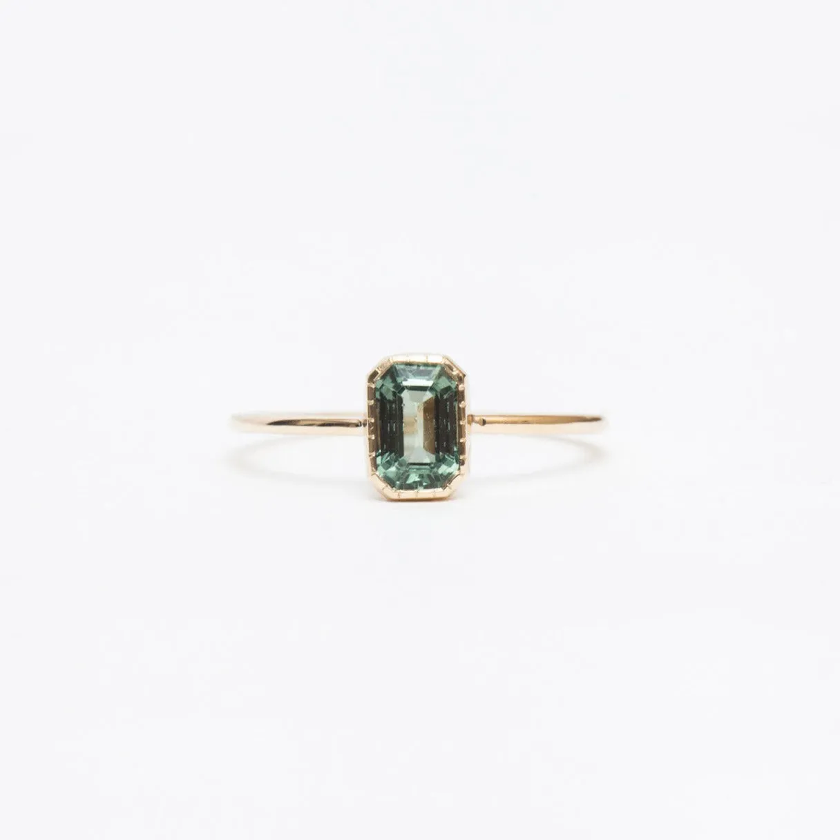 Emerald-Cut Green Sapphire Wisp Ring