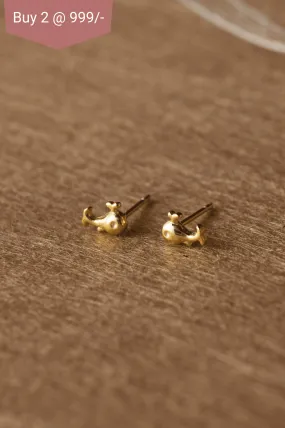 Fishy Gold Plated Mini Sterling Silver Stud Earrings